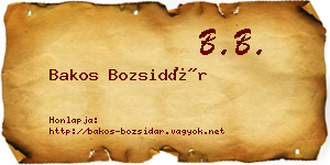 Bakos Bozsidár névjegykártya